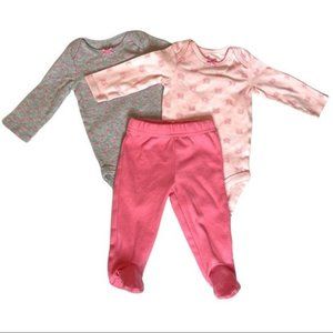Child of Mine by Carter's Baby Girl Pink 3 PC Outfit 2 Tops, 1-Bottom Size 0-3M